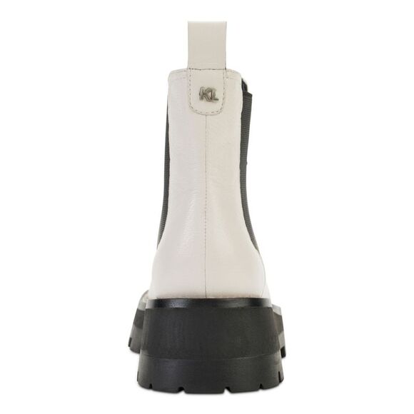 KARL LAGERFELD PARIS Womens White Mayde Round Toe Block Heel Chelsea 9.5 M - Picture 2 of 4